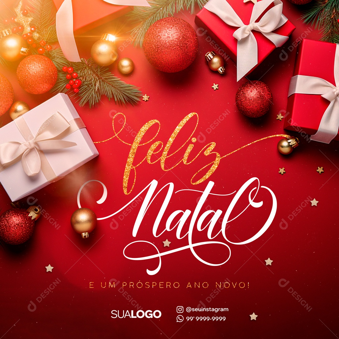 Social Media Feliz Natal e Um Próspero Ano Novo PSD Editável