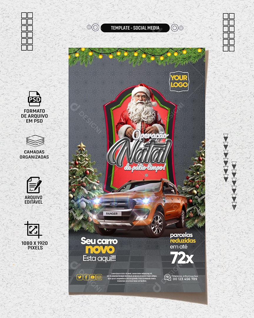 Social Media Story Concessionária Operação Natal De Pátio Limpo PSD Editável