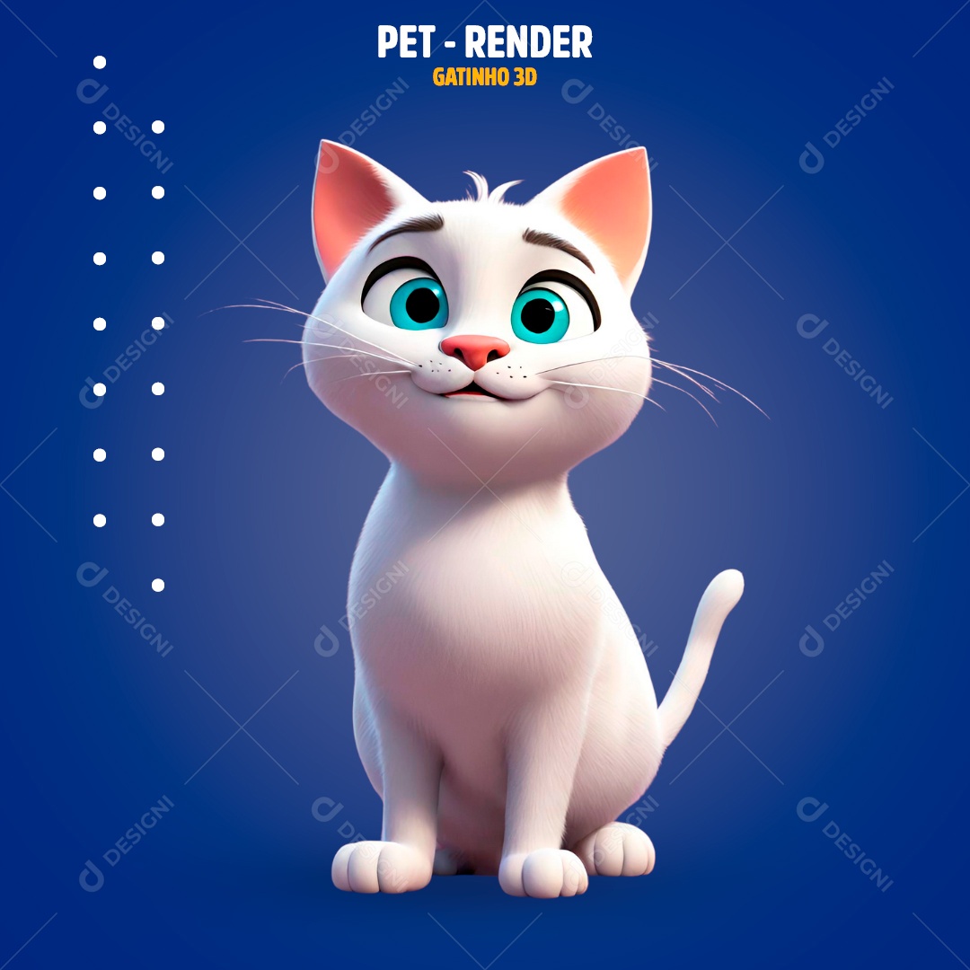 Elemento 3D Pet Gato Para Composição PSD