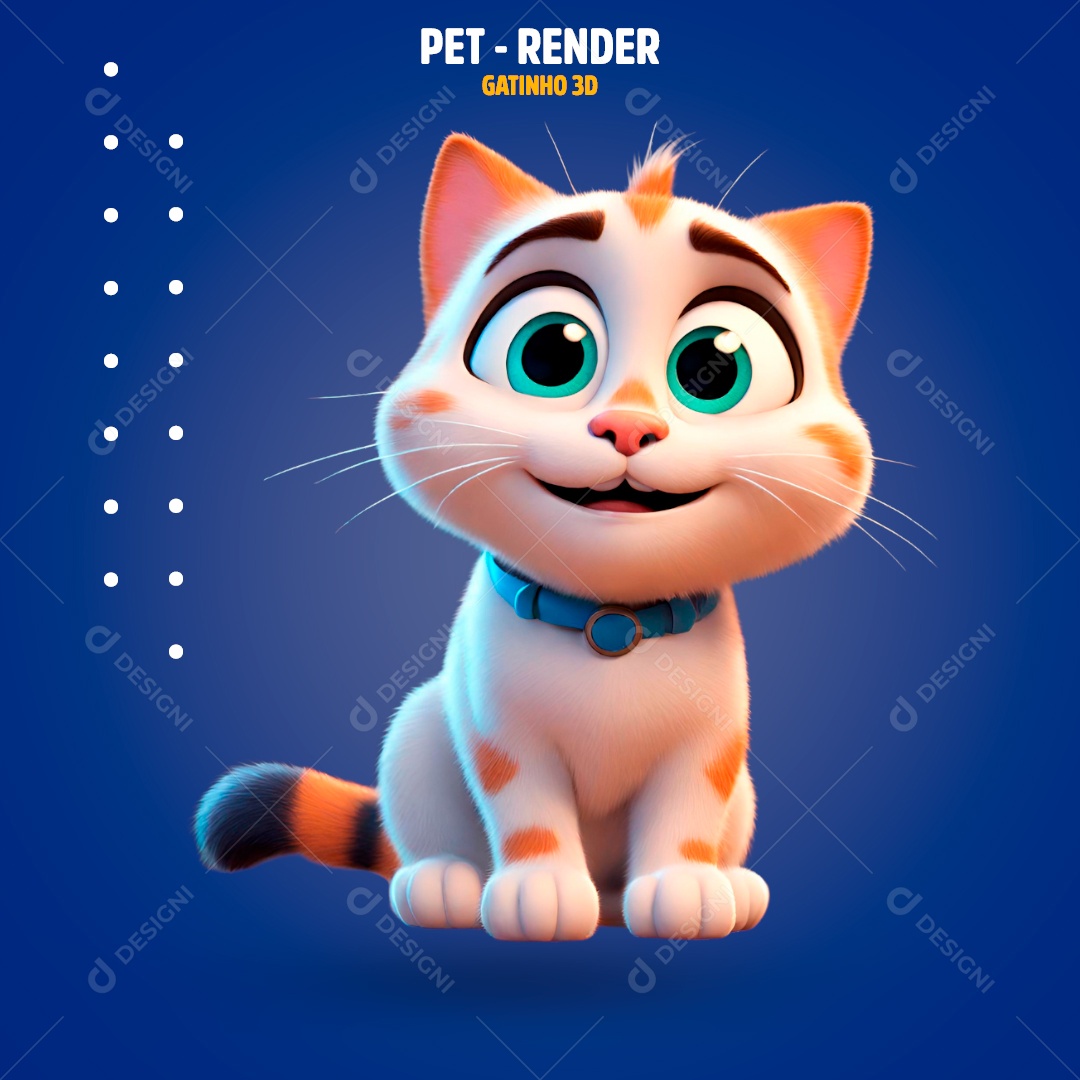 Elemento 3D Pet Gato Para Composição PSD