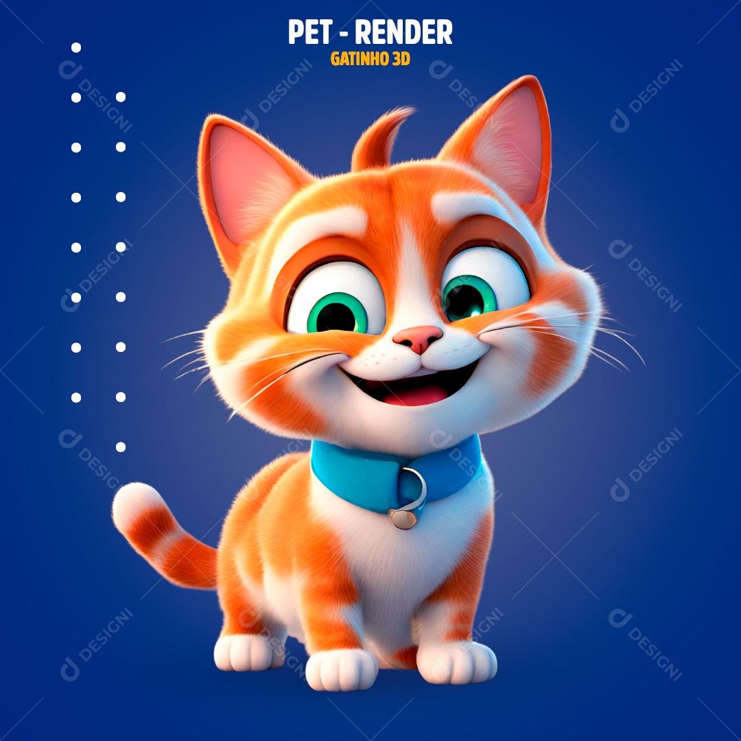 Elemento 3D Pet Gato Para Composição PSD