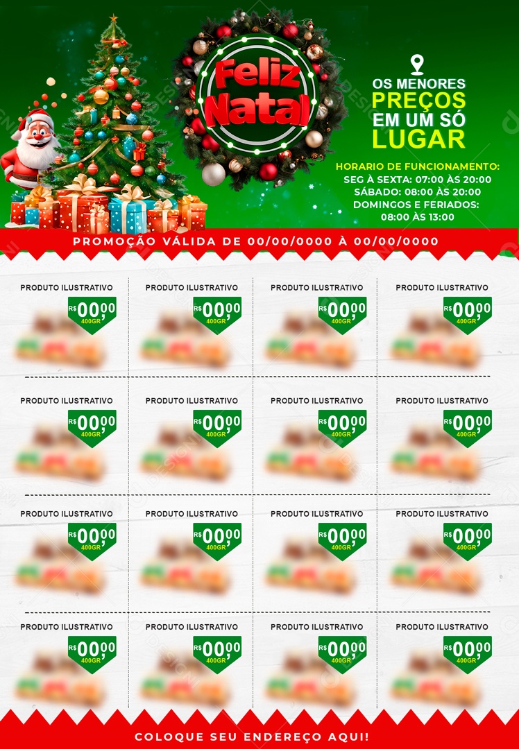 Social Media Encarte Feliz Natal Supermercado PSD Editável