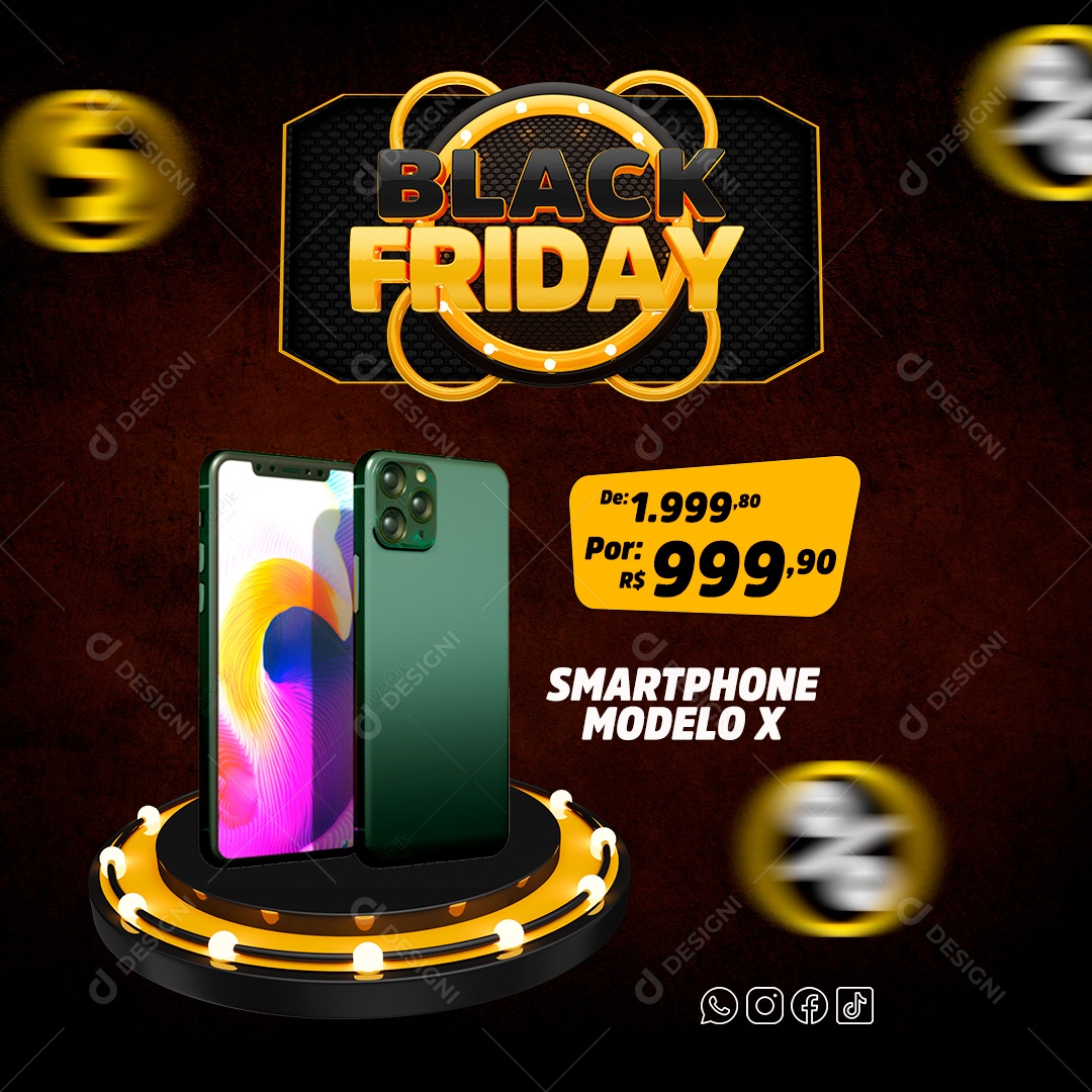 Social Media Black Friday Smartphone PSD Editável