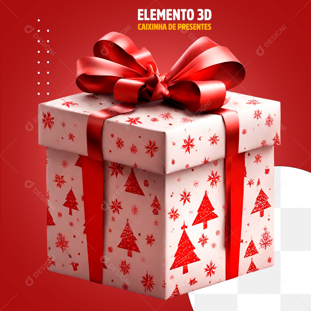 Elemento 3D Caixa De Presente Para Composição PSD