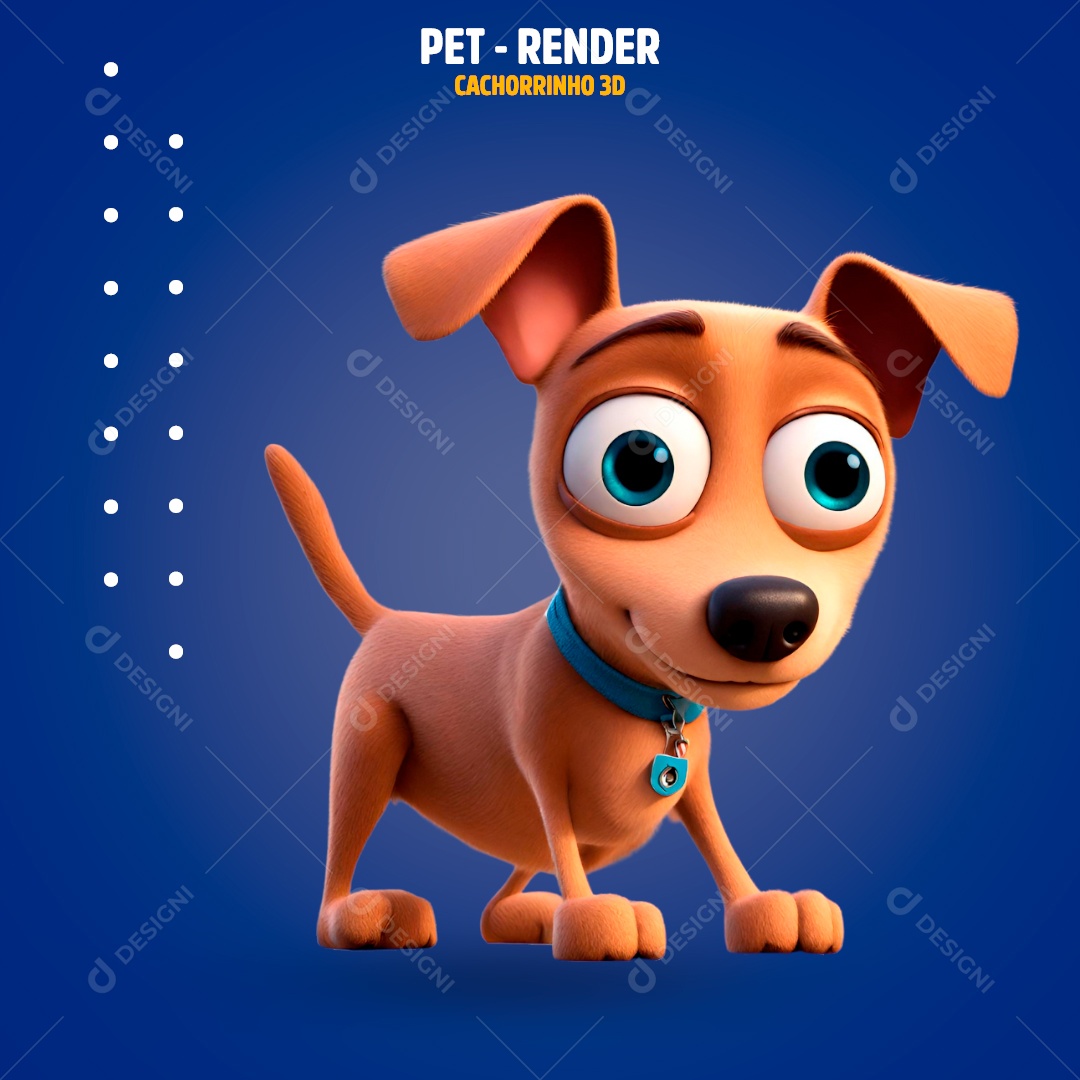 Elemento 3D Pet Cachorro Para Composição PSD