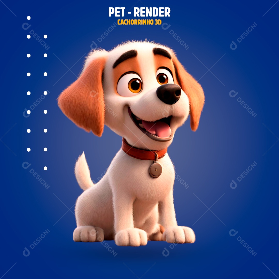 Elemento 3D Pet Cachorro Para Composição PSD