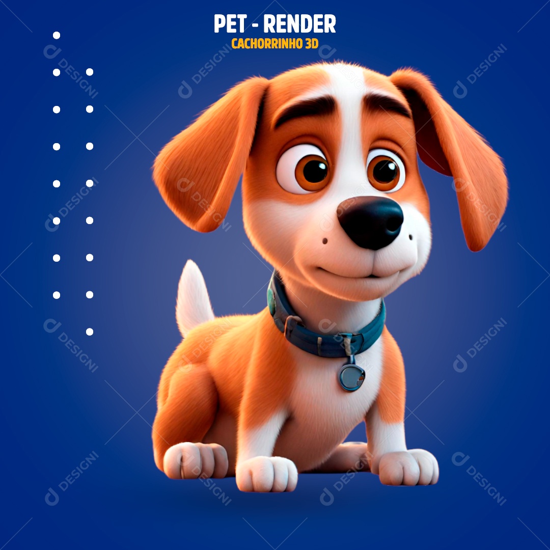Elemento 3D Pet Cachorro Para Composição PSD
