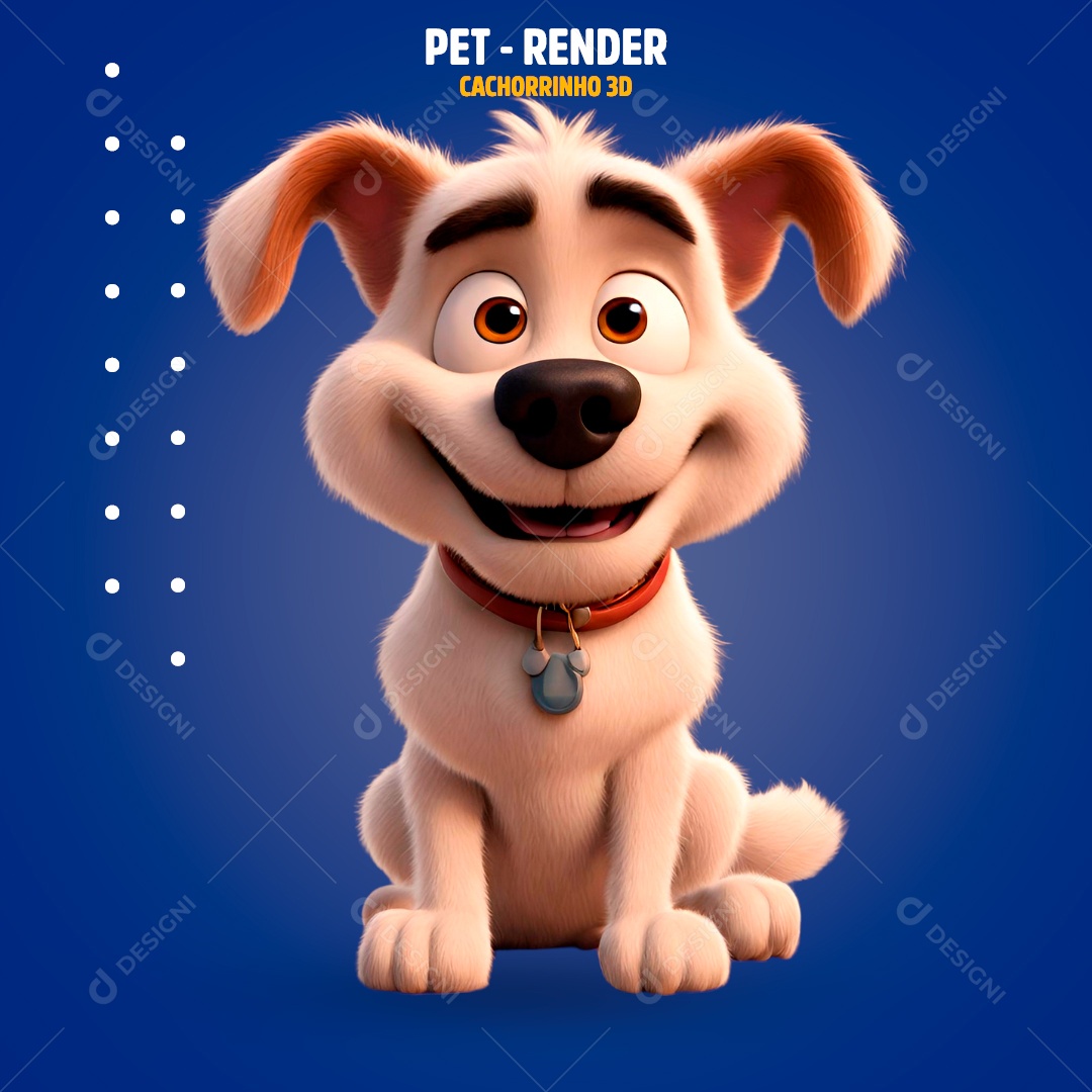 Elemento 3D Pet Cachorro Para Composição PSD