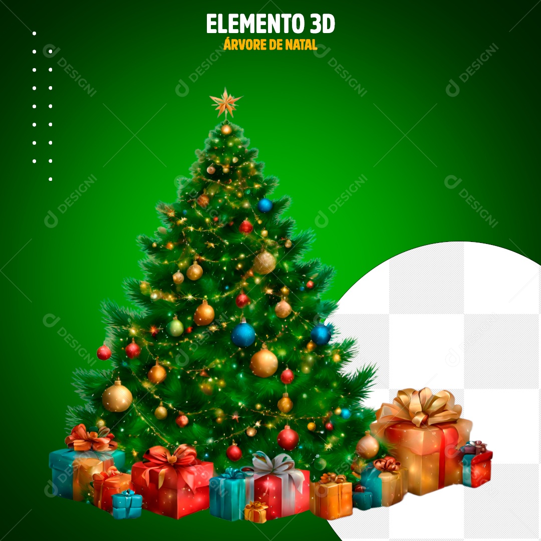 Elemento 3D Árvore De Natal Com Presentes Para Composição PSD