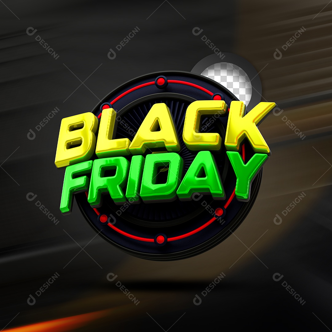 Black Friday Selo 3D Dourado Verde para Composição PSD