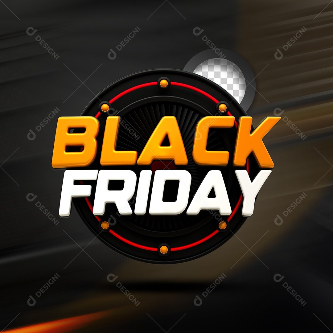 Black Friday Selo 3D Dourado Branco para Composição PSD