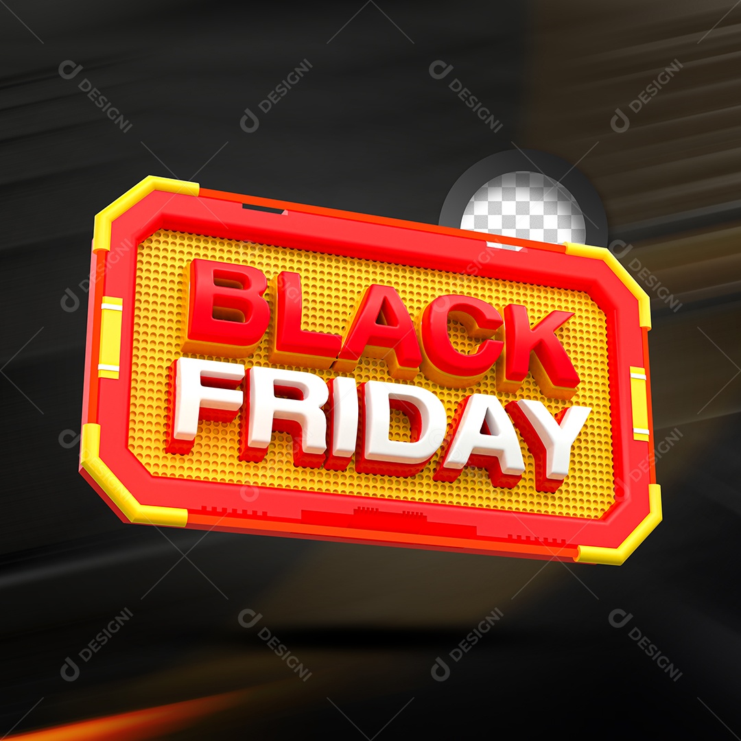 Black Friday Selo 3D Dourado Vermelho Branco para Composição PSD