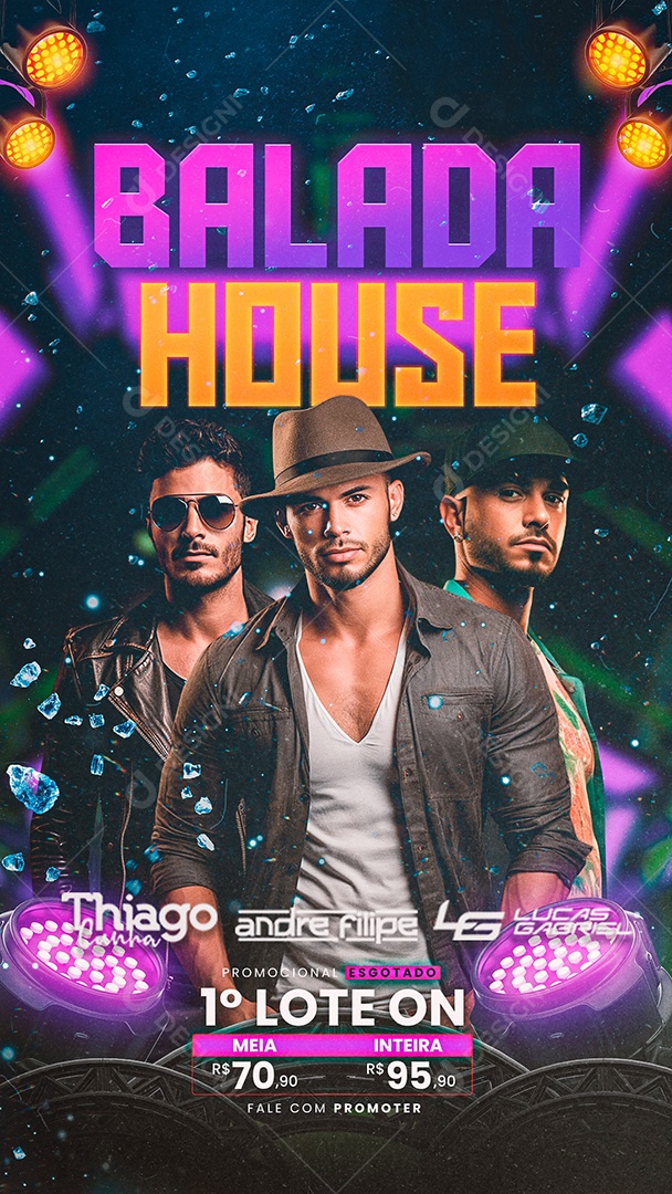 Story Flyer Balada House Thiago Cunha Andre Filipe Lucas Gabriel Social Media PSD Editável