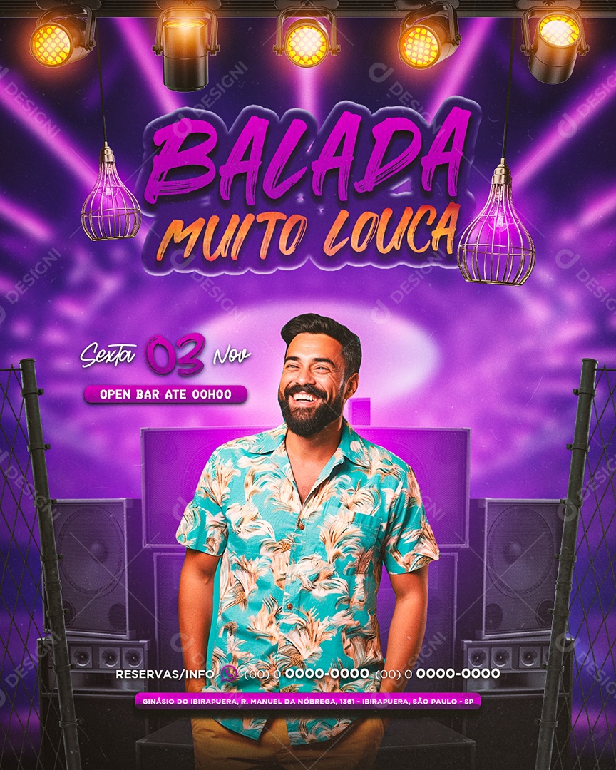 Flyer Balada Muito Louca Social Media PSD Editável