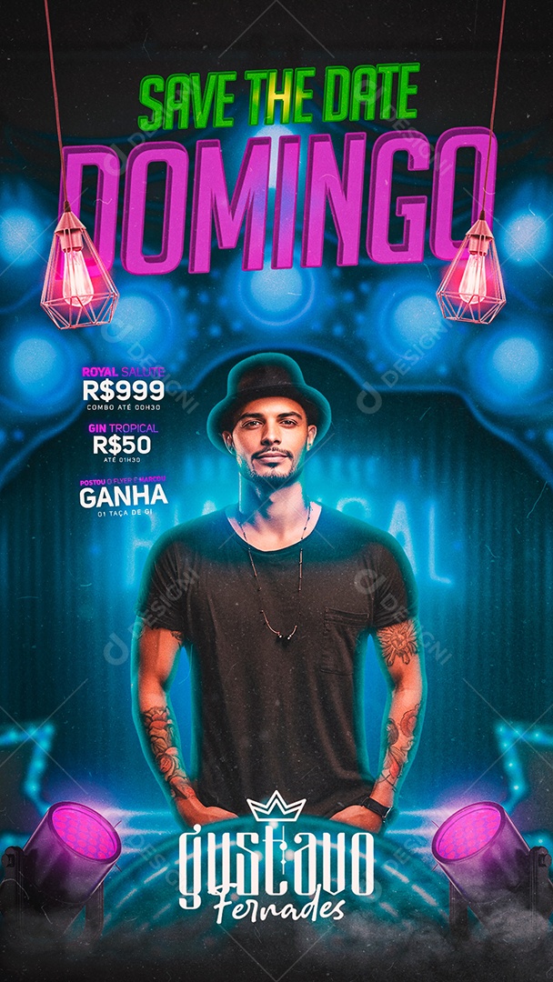 Story Flyer Save The Date Domingo Gustavo Fernades Social Media PSD Editável