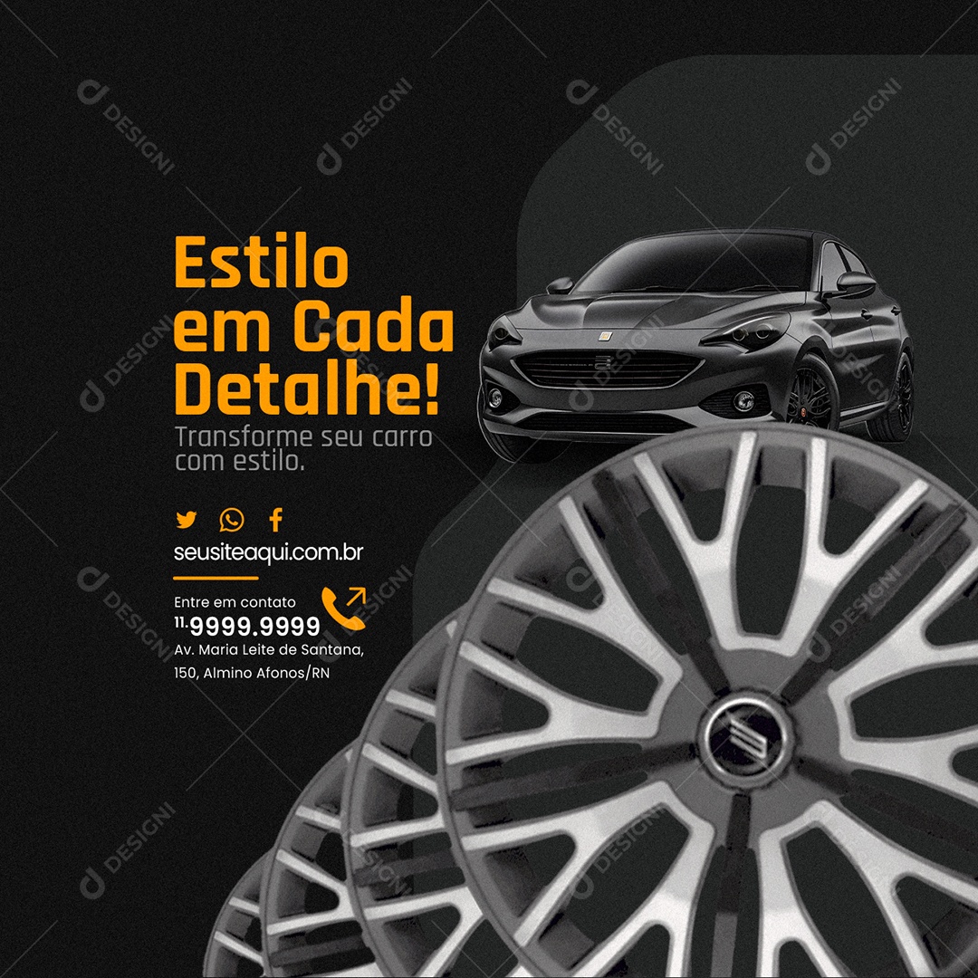 Automotivo Estilo em Cada Detalhe Rodas Esportivas Transforme seu Carro com Estilo Social Media PSD Editável