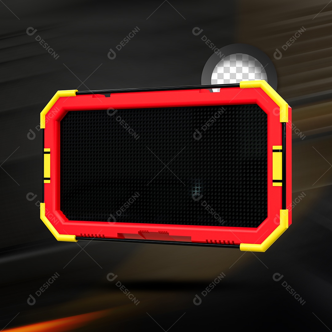 Painel Vermelho Amarelo Elemento 3D de Black Friday para Composição PSD