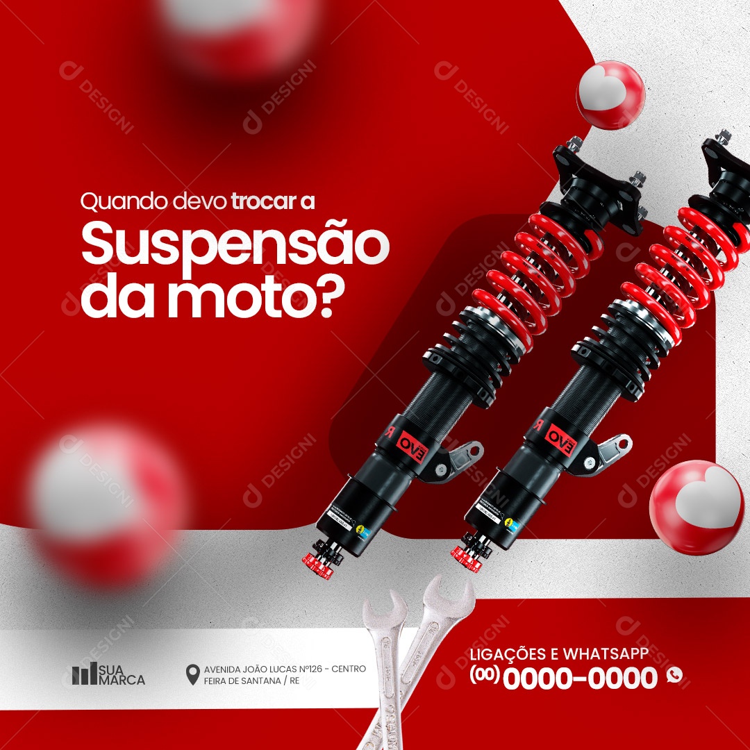 Oficina Mecânica Quando Devo Trocar a Suspensão da Moto Social Media PSD Editável