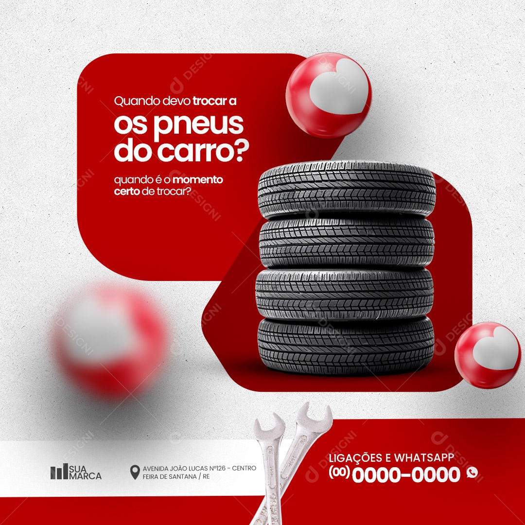 Oficina Mecânica Quando Devo Trocar os Pneus do Carro Social Media PSD Editável