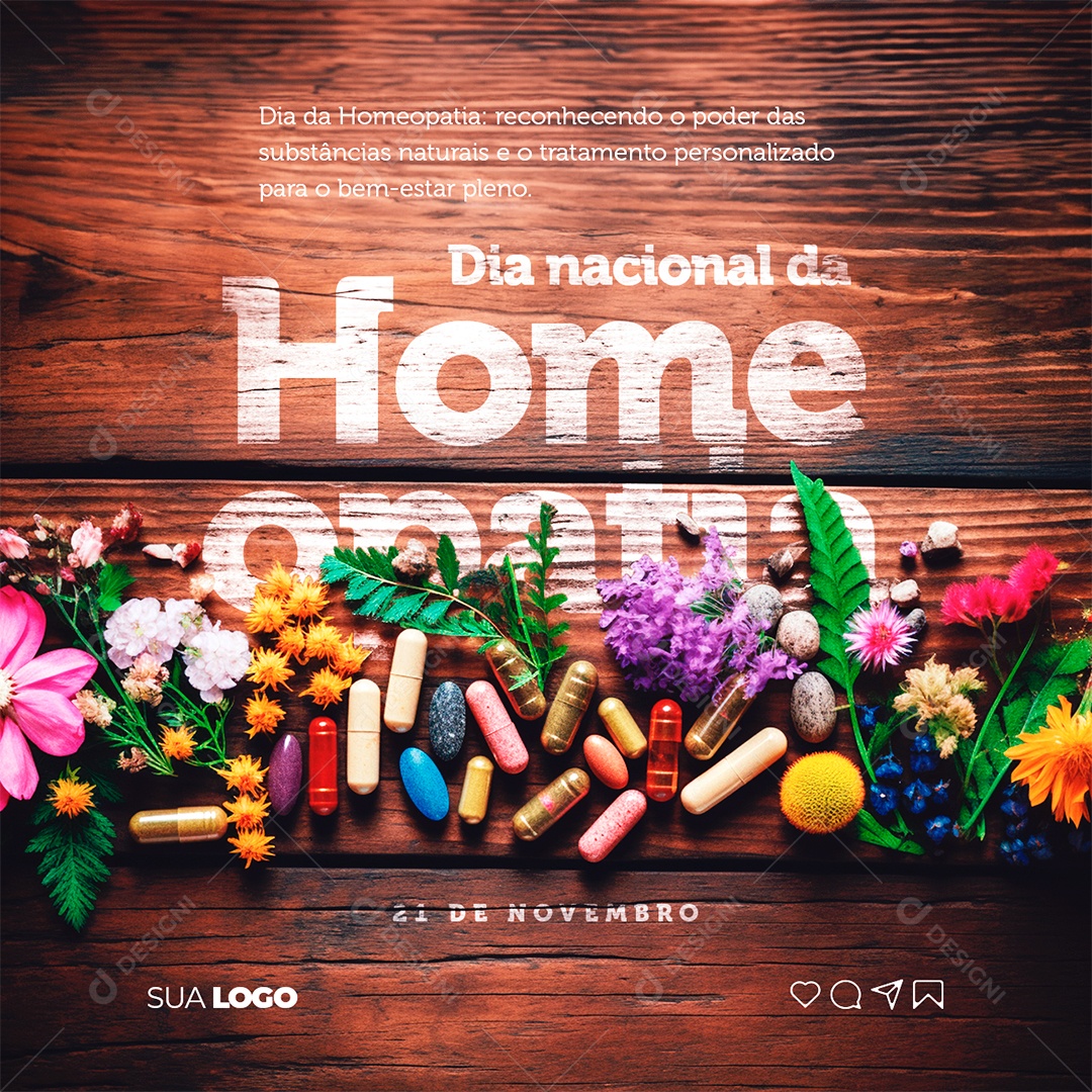 Social Media Dia Nacional Da Homeopatia 21 de Novembro PSD Editável