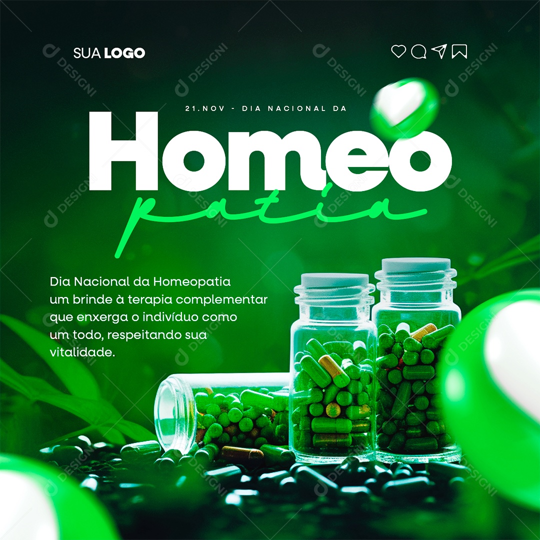 Dia Nacional Da Homeopatia 21 de Novembro Social Media PSD Editável