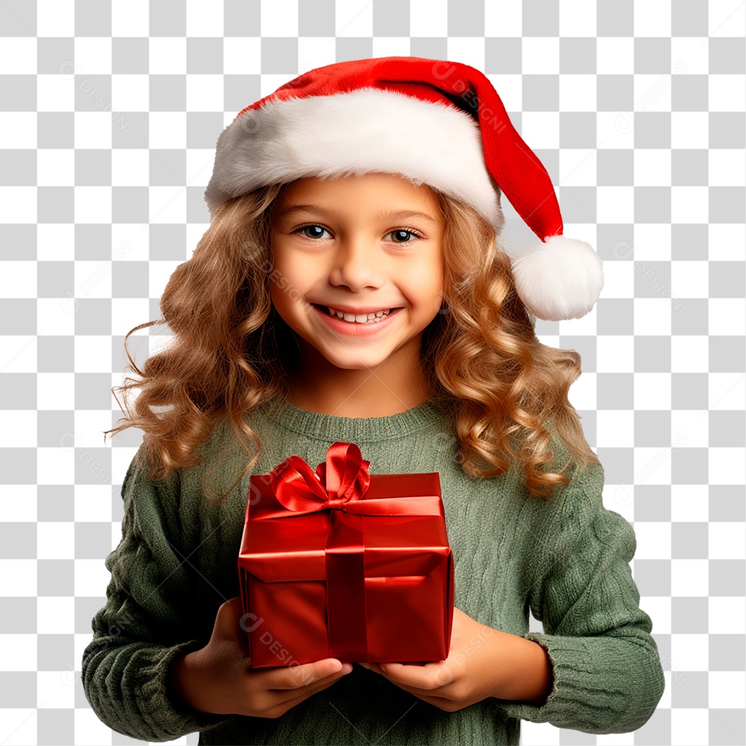 Menina Com Presente Para o Natal PNG Transparente