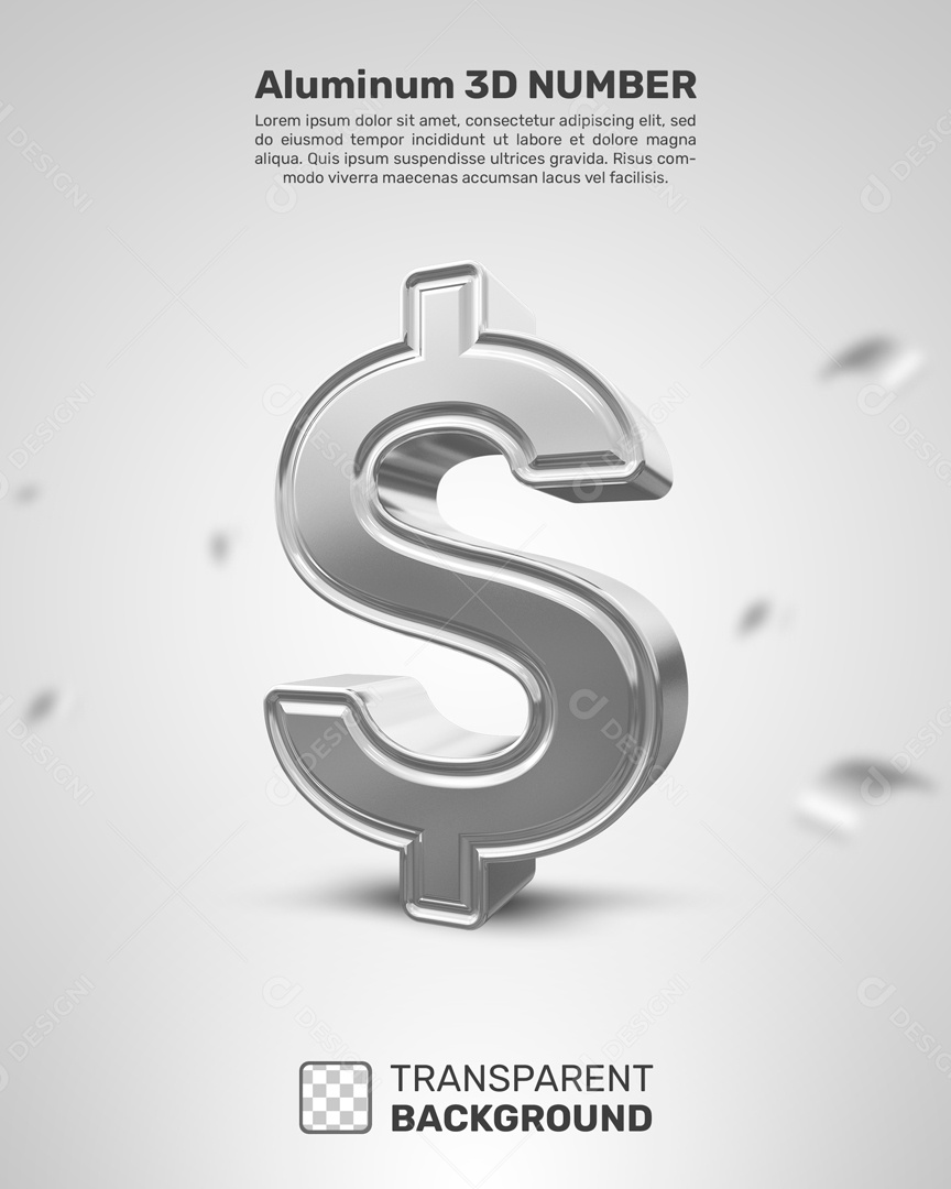 Símbolo 3D $ Cifrão Prata Para Composição PSD