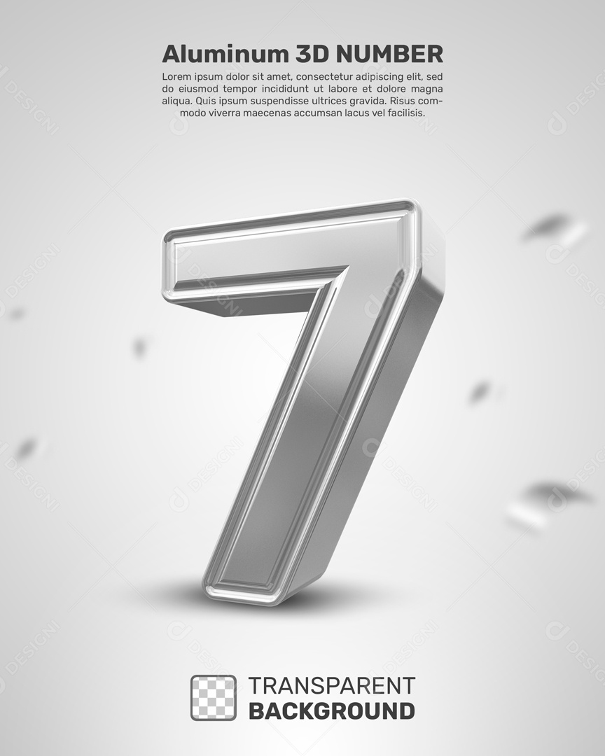 Número 3D 7 Prata Para Composição PSD