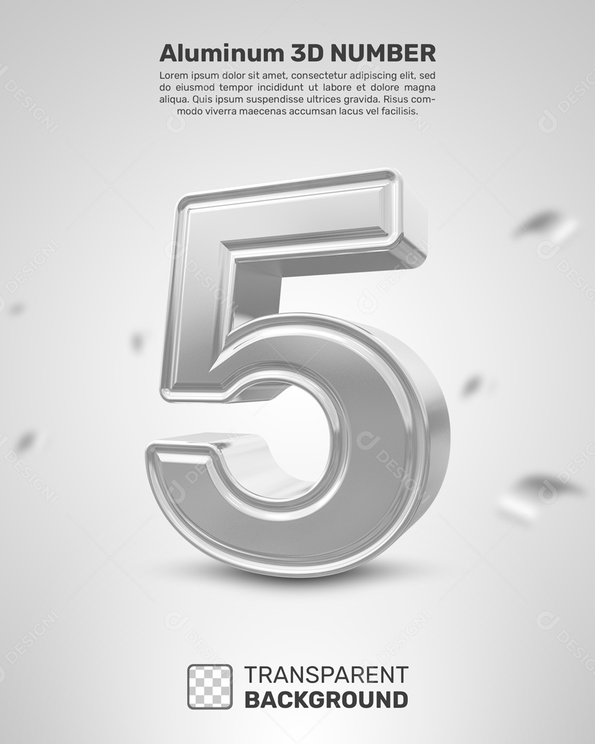 Número 3D 5 Prata Para Composição PSD