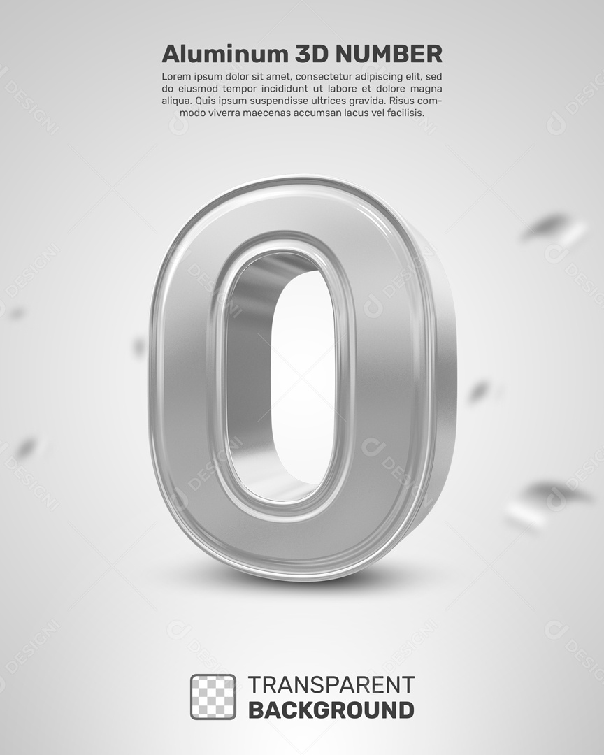 Número 3D 0 Prata Para Composição PSD