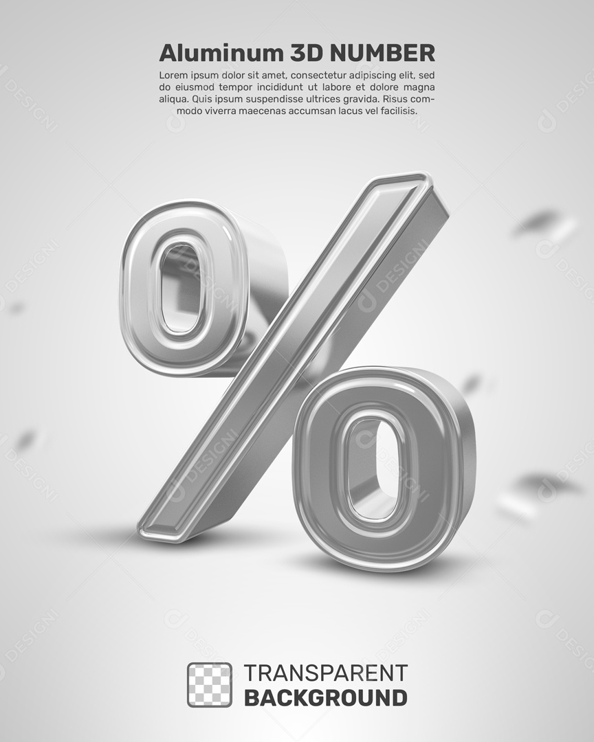 Símbolo 3D % Porcentagem Prata Para Composição PSD