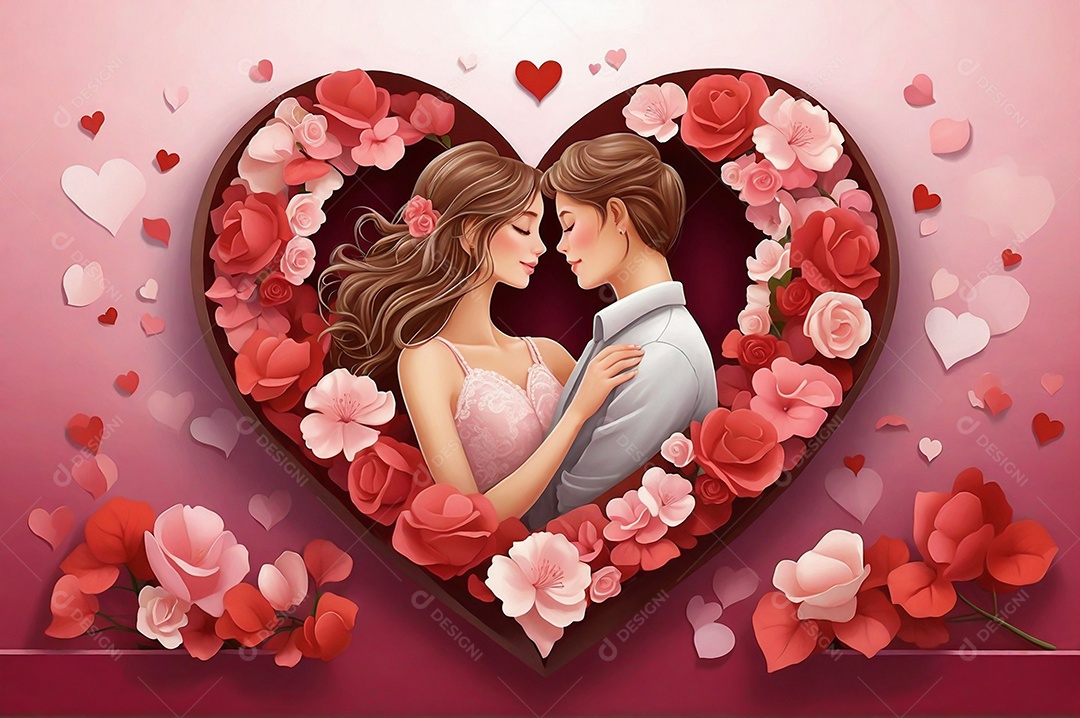 Dia namorados neon grande coração com espaço para texto IA generativa