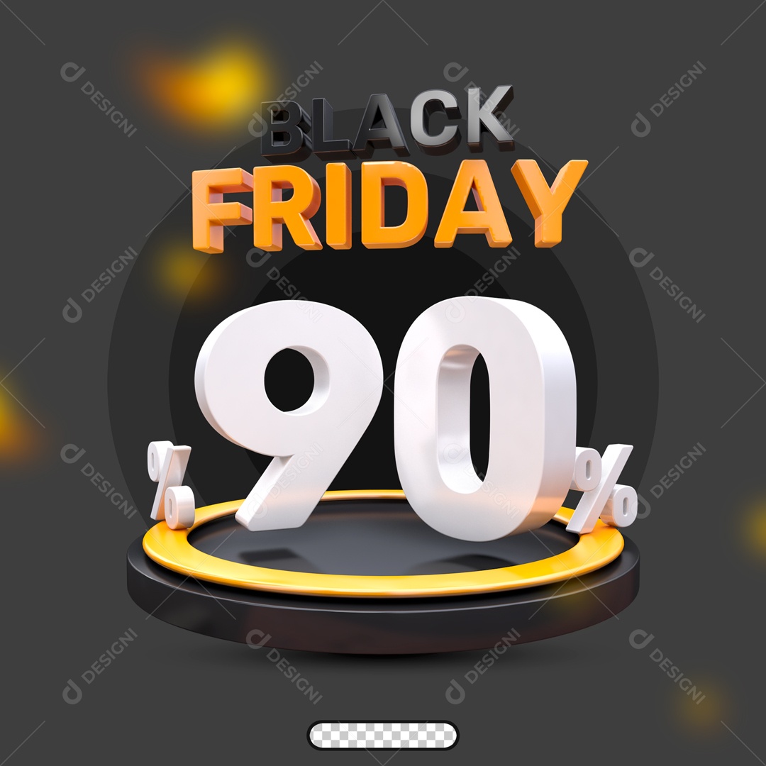 Número 3D 90% Porcento Black Friday Para Composição PSD