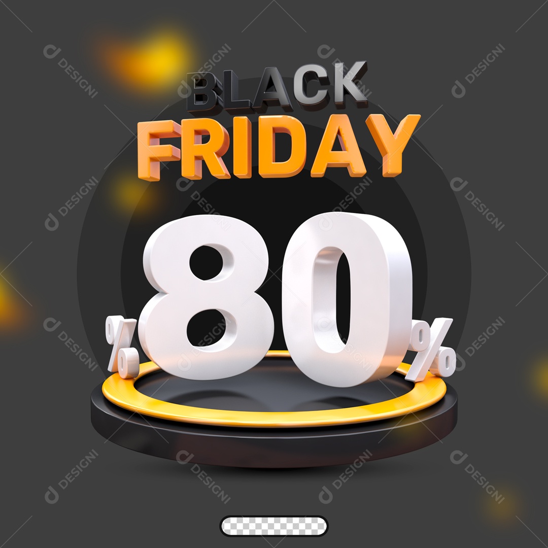 Número 3D 80% Porcento Black Friday Para Composição PSD