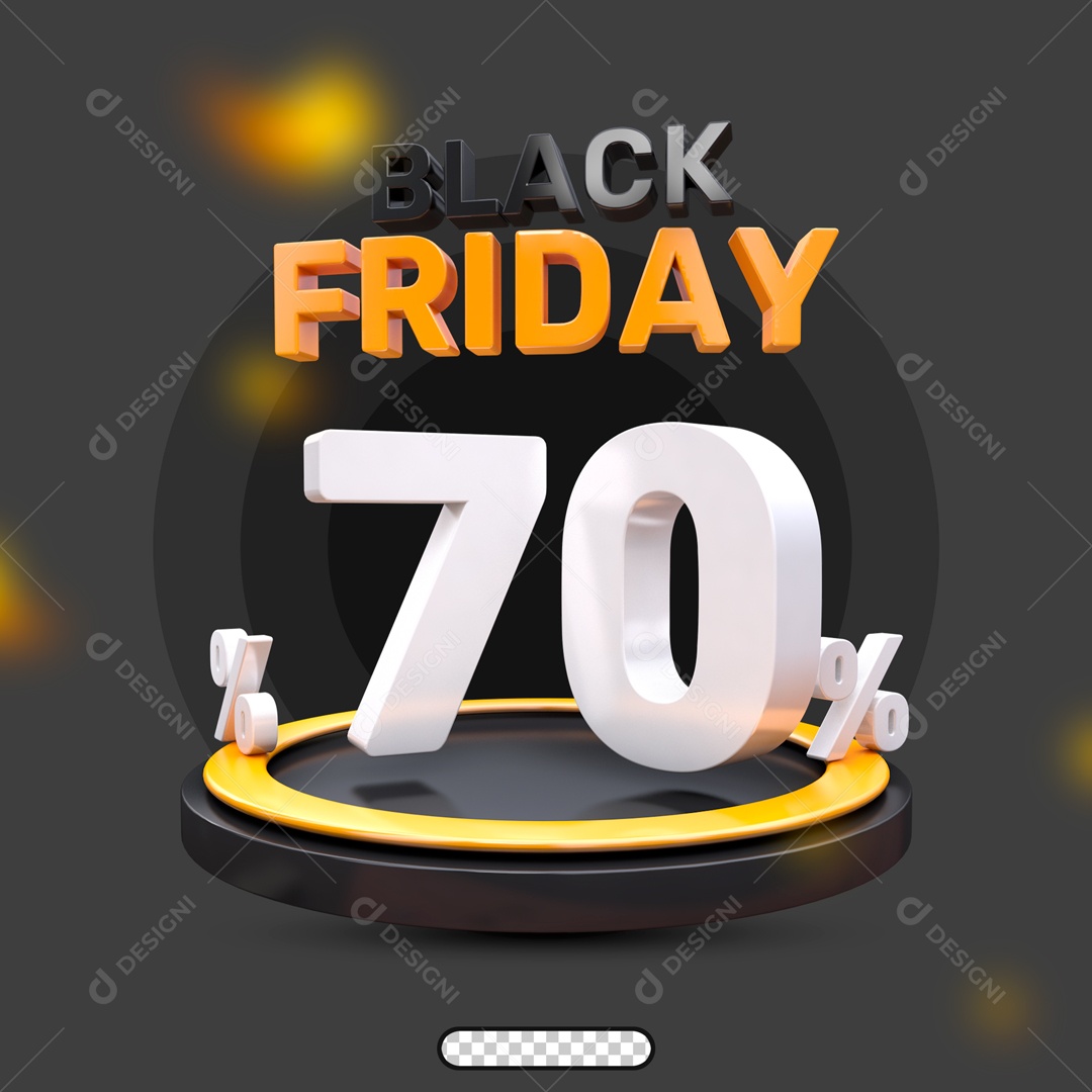 Número 3D 70% Porcento Black Friday Para Composição PSD