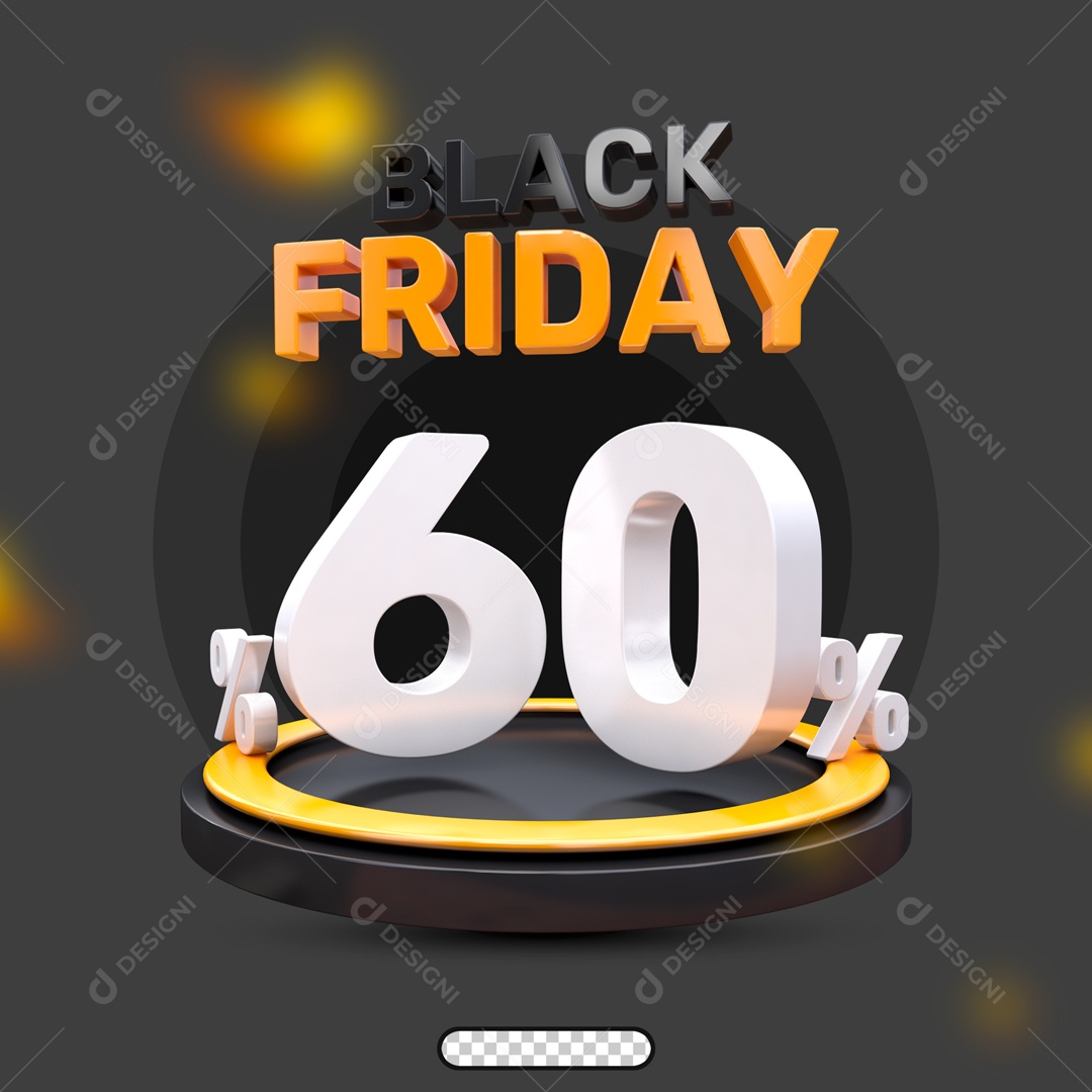 Número 3D 60% Porcento Black Friday Para Composição PSD