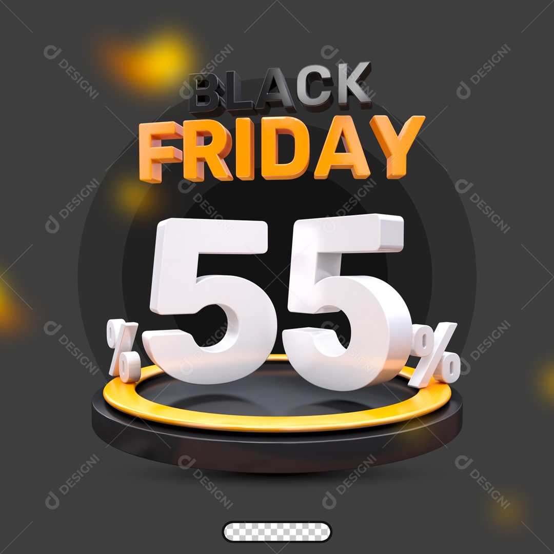 Número 3D 55% Porcento Black Friday Para Composição PSD