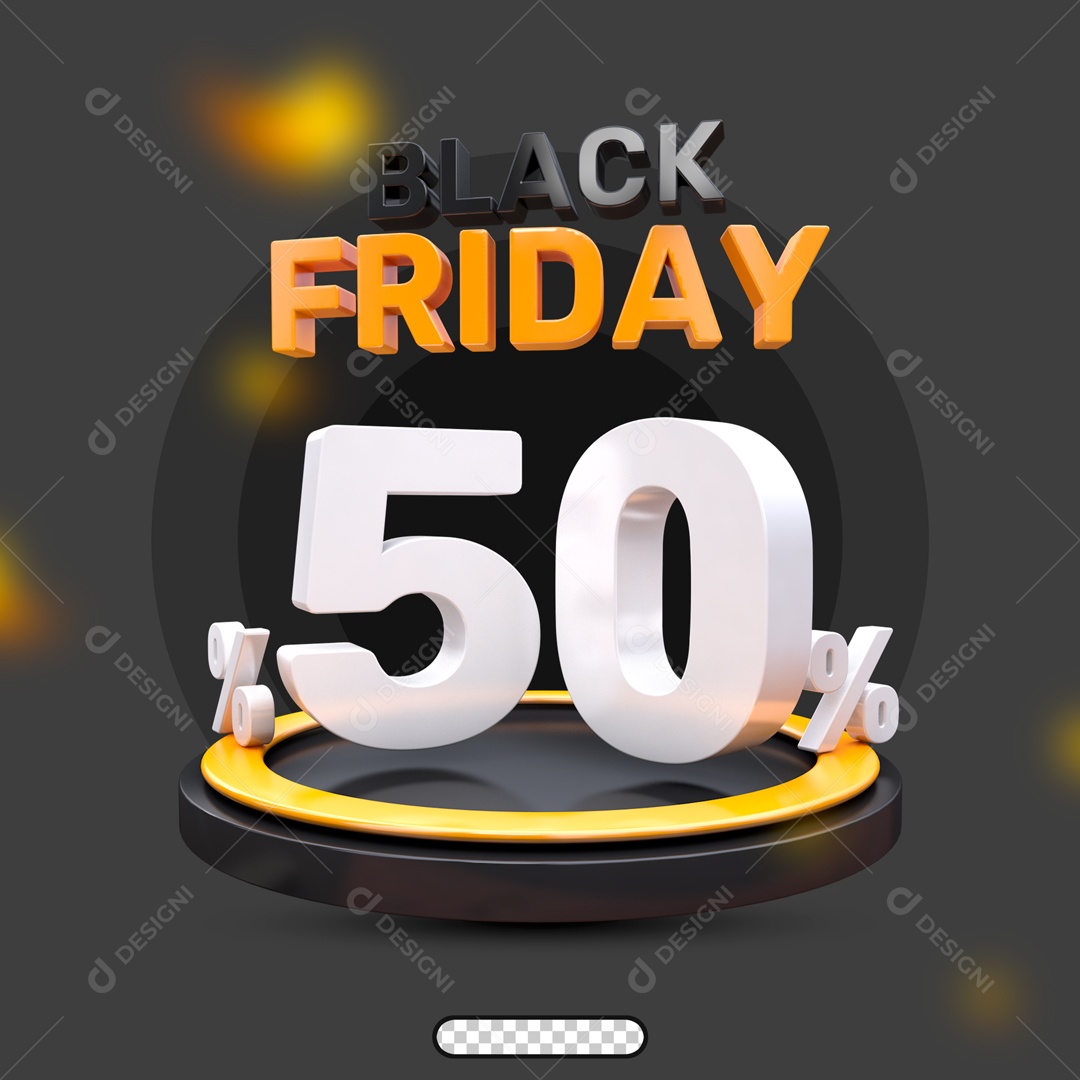 Número 3D 50% Porcento Black Friday Para Composição PSD