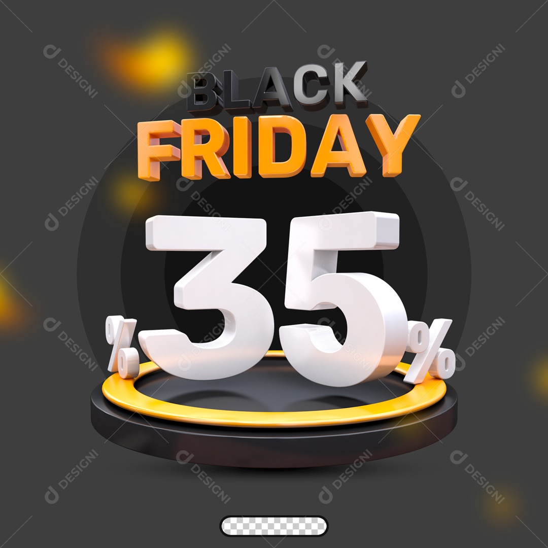 Número 3D 35% Porcento Black Friday Para Composição PSD