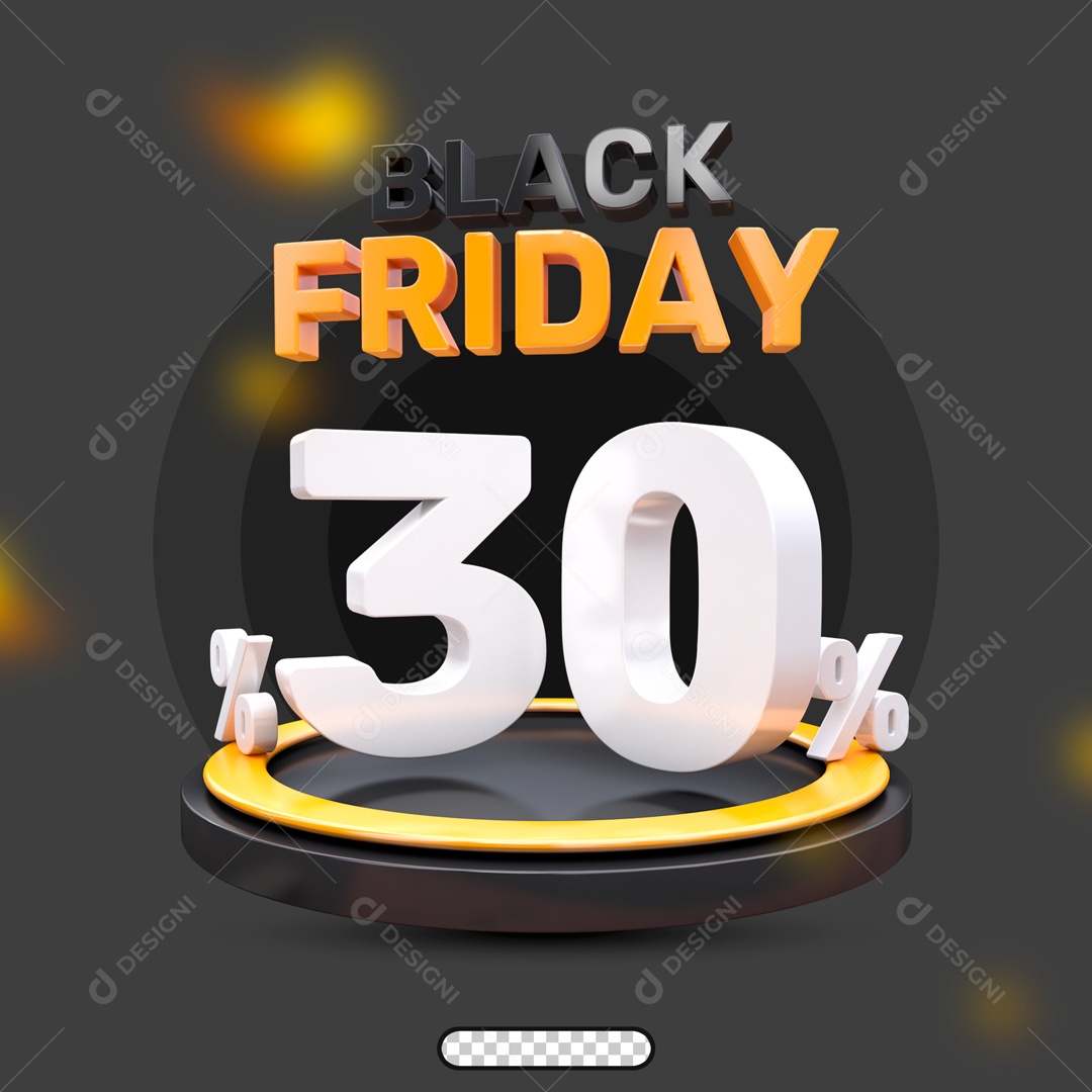 Número 3D 30% Porcento Black Friday Para Composição PSD