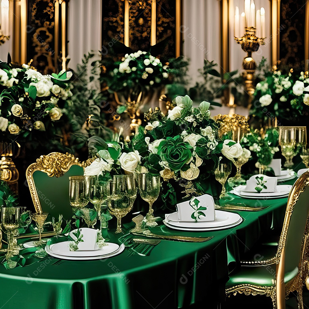 Cenário de casamento cadeiras almofadadas