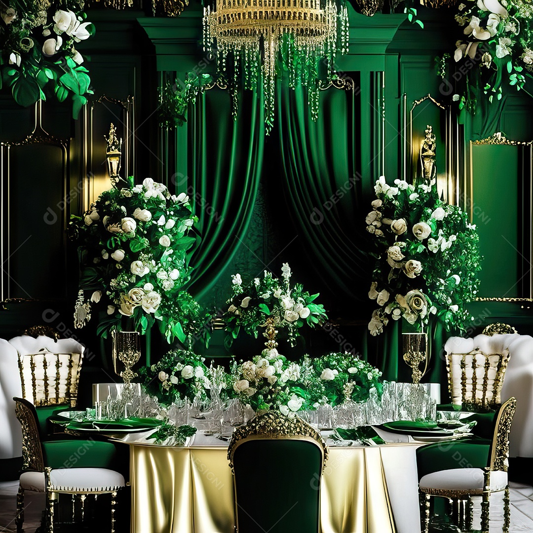 Cenário de casamento cadeiras almofadadas