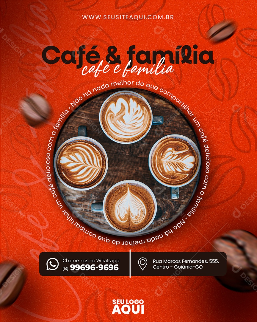 Social Media Cafeteria Café & Família Não há Nada Melhor do que Compartilhar um Café PSD Editável