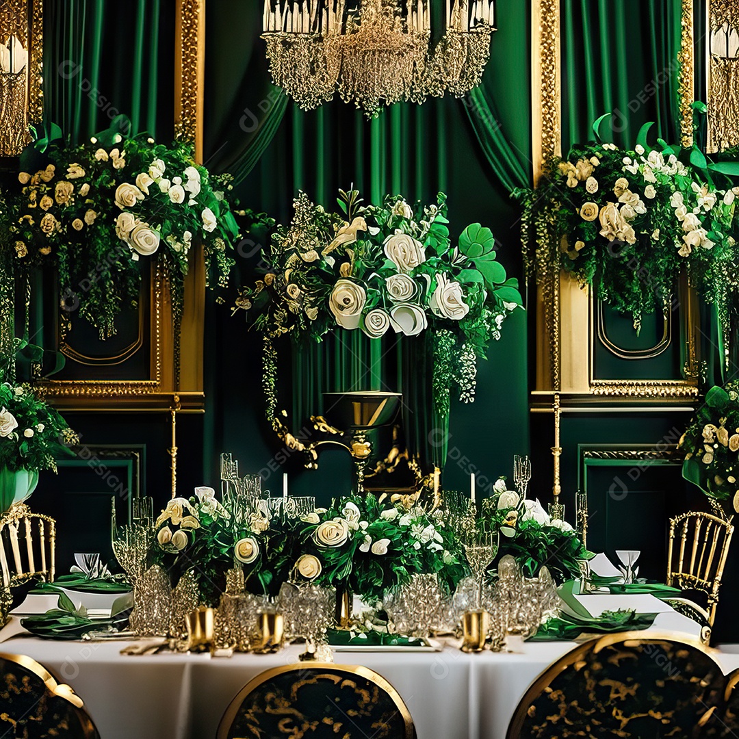 Cenário de casamento cadeiras almofadadas