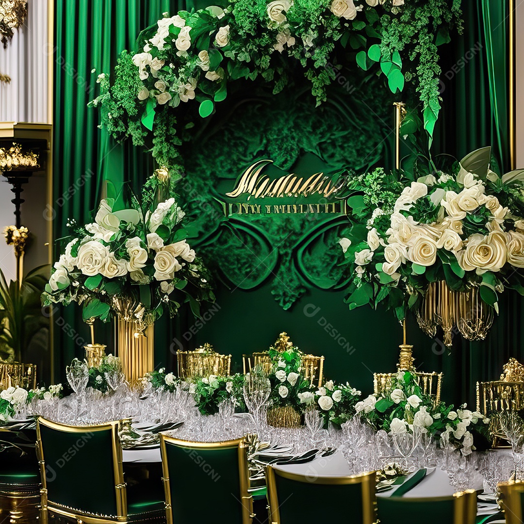 Cenário de casamento cadeiras almofadadas