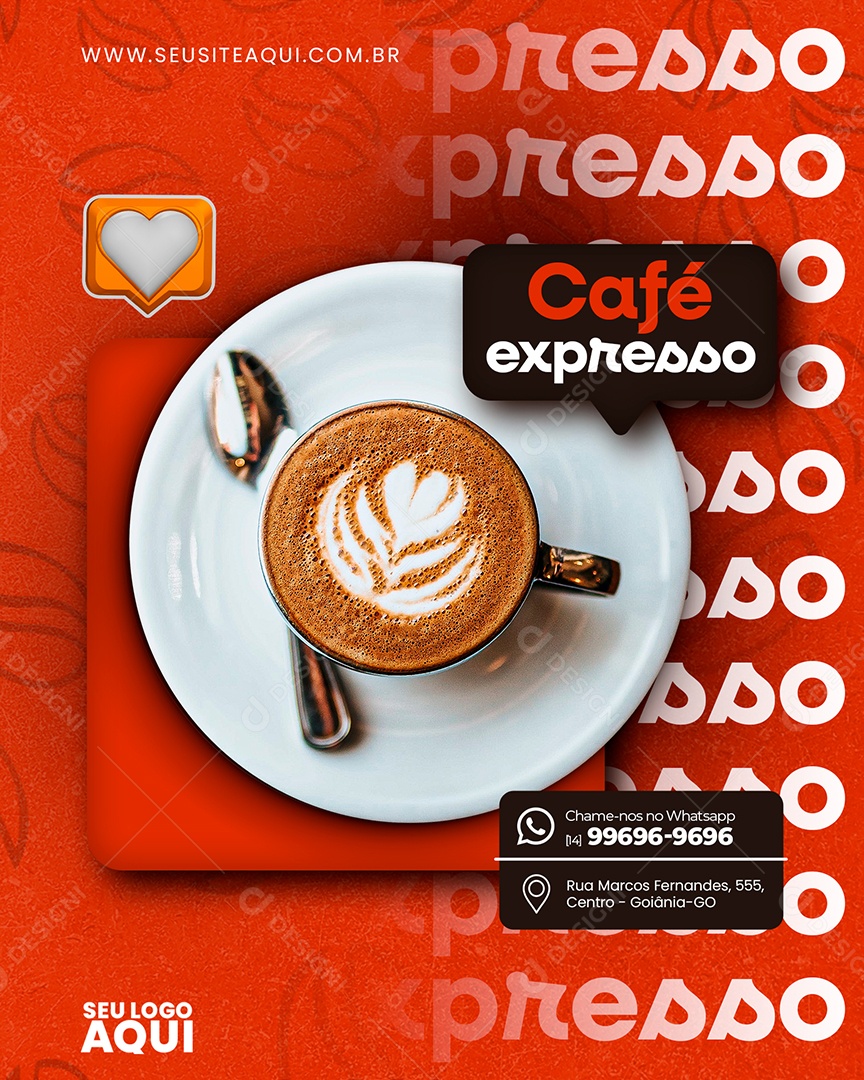 Social Media Cafeteria Café Expresso Xícara de Café e Talher PSD Editável