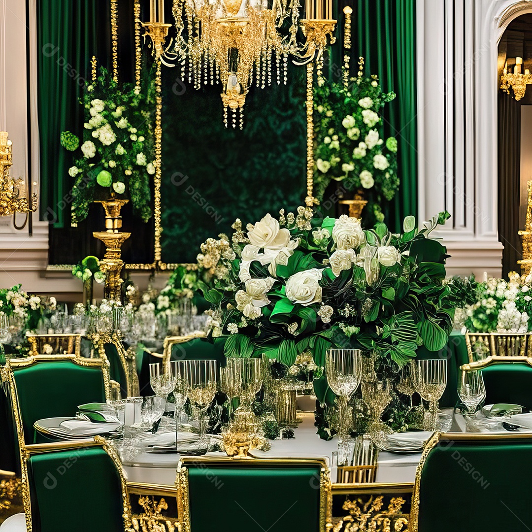 Cenário de casamento cadeiras almofadadas