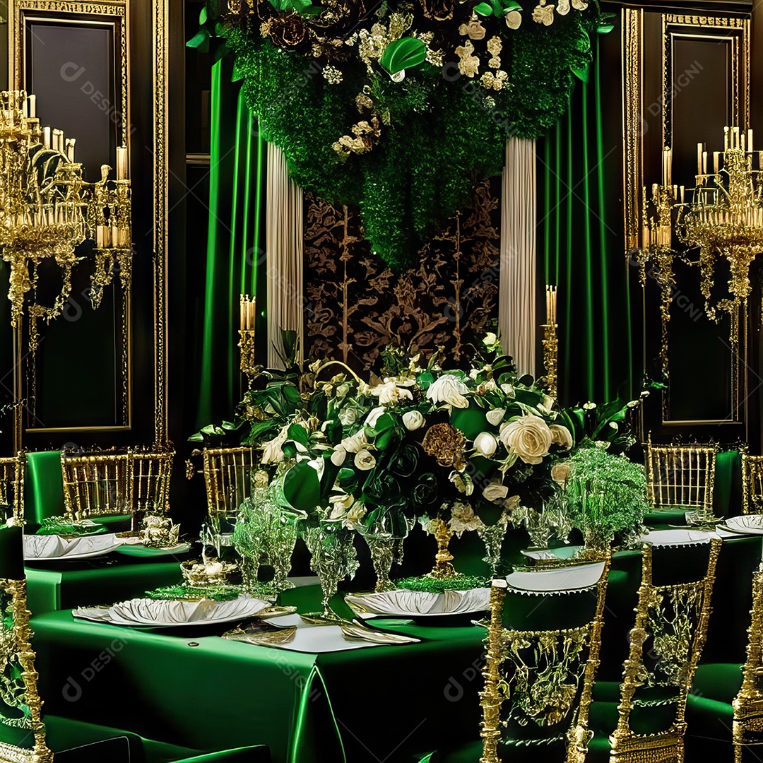 Cenário de casamento cadeiras almofadadas