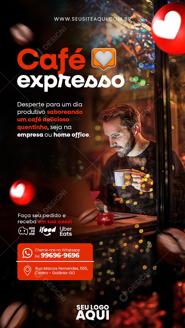 Story Cafeteria Café Expresso Desperte para um Dia Produtivo Saboreando um Café Delicioso Social Media PSD Editável