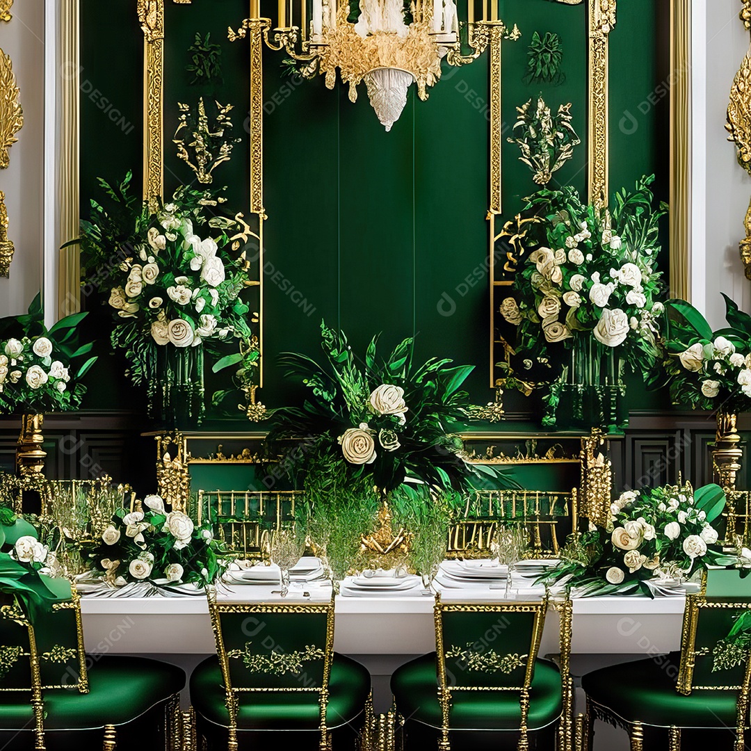 Cenário de casamento cadeiras almofadadas